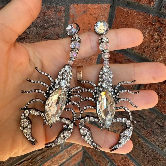 Zara Scorpion Crystal Drop Earrings - Picture 9 of 13